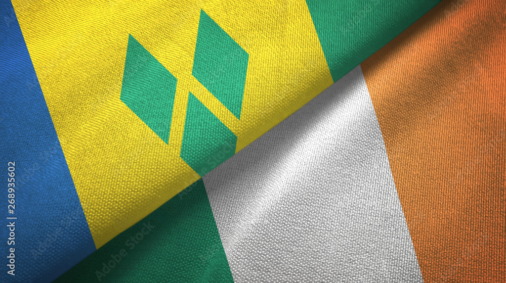 Saint Vincent and the Grenadines and Ireland two flags Saint Vincent and the Grenadines and Ireland two flags
