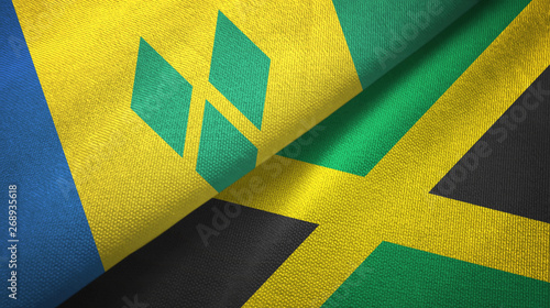 Saint Vincent and the Grenadines and Jamaica two flags photo