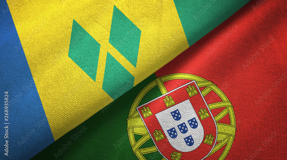 Fototapeta premium Saint Vincent and the Grenadines and Portugal two flags