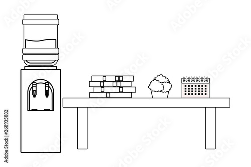 water dispenser and table black and white