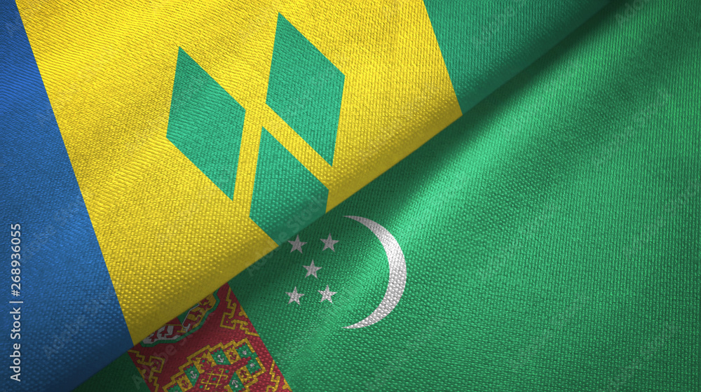 Saint Vincent and the Grenadines and Turkmenistan two flags Saint Vincent and the Grenadines and Turkmenistan two flags