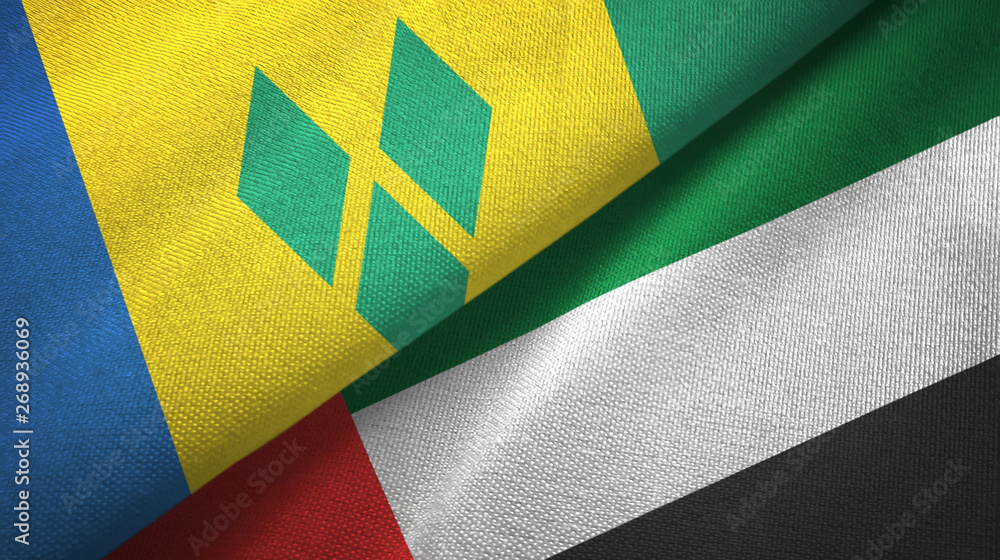 Saint Vincent and the Grenadines and United Arab Emirates two flags Saint Vincent and the Grenadines and United Arab Emirates two flags