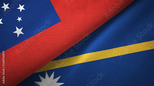 Samoa and Nauru two flags textile cloth, fabric texture