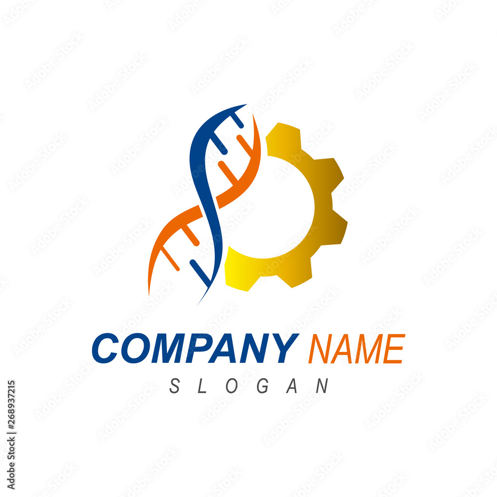 DNA logo and gear , DNA repair logo DNA logo and gear , DNA repair logo