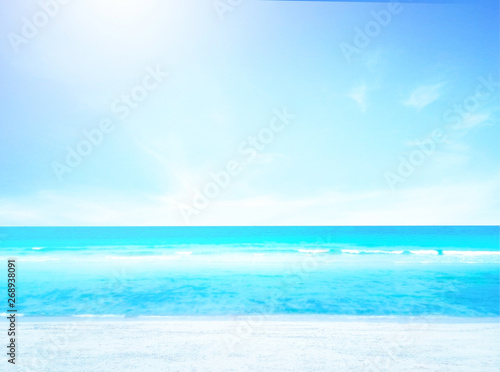 Sea and blue sky in summer vacation holiday. Peaceful nature background. Travel concept, relaxation. selective focus