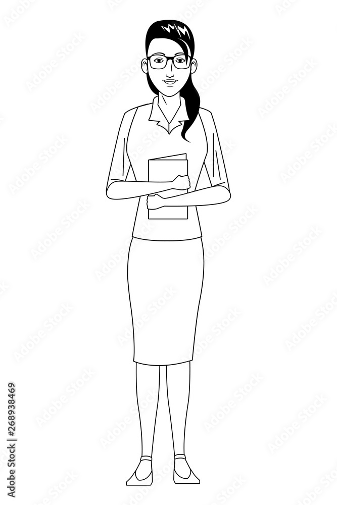 businesswoman avatar cartoon character black and white businesswoman avatar cartoon character black and white