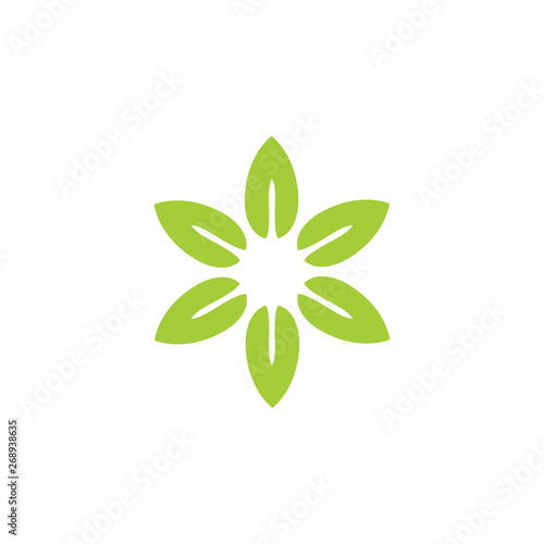 circle leaf shape symbol logo vector