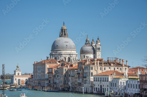 Grand Canal and Basilica Santa Maria della Salute in Venice,march, 2019