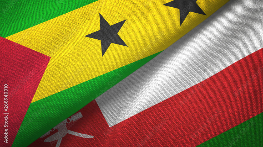 Fototapeta premium Sao Tome and Principe and Oman two flags