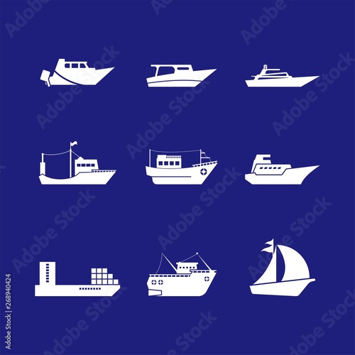 Boat icon set - Yacht illustration bundle.- vector