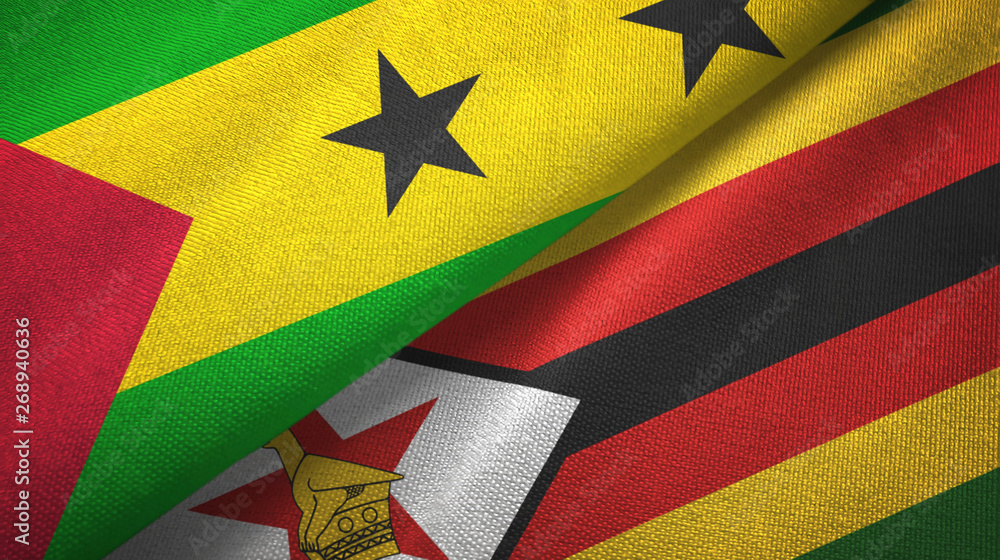 Sao Tome and Principe and Zimbabwe two flags Sao Tome and Principe and Zimbabwe two flags