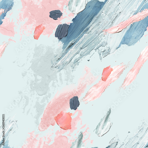 Acrylic, oil and watercolor paint rough smears, blots, texture seamless pattern