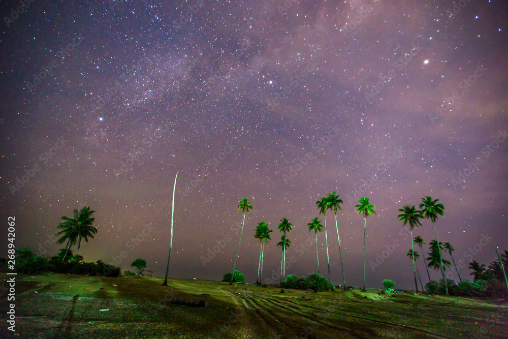 Fototapeta premium Abstract background of celestial stars, blurred wallpaper of the Milky Way at night, is a natural beauty. Seen during the time of the season 