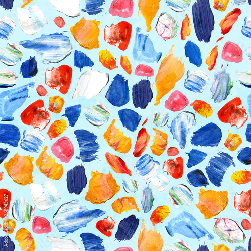 Acrylic paint dotted seamless pattern