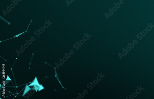 Abstract polygonal space low poly dark background with connecting dots and lines. Connection structure. Science. Futuristic polygonal background. Triangular. Wallpaper. Business - 3D Rendering.