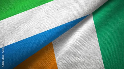 Sierra Leone and Cote d'Ivoire Ivory coast two flags textile fabric texture 