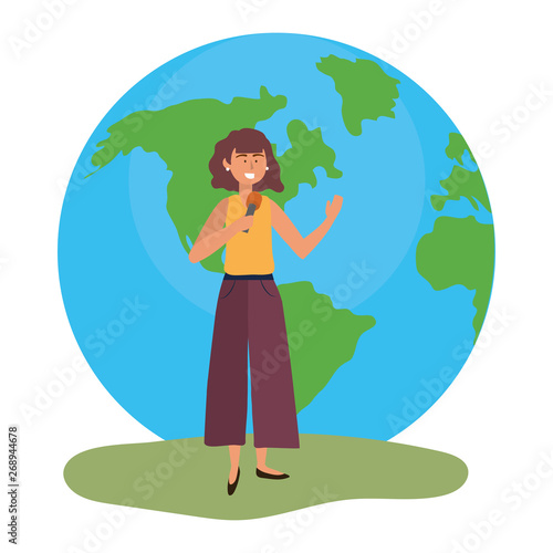Woman and microphone design