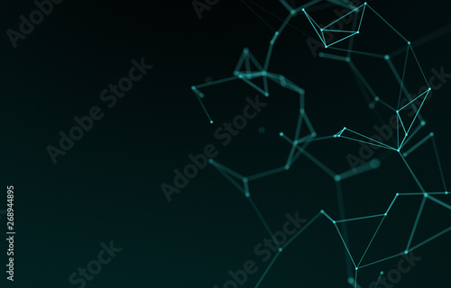 3D rendering. Abstract connected dots on bright blue background. Technology concept.