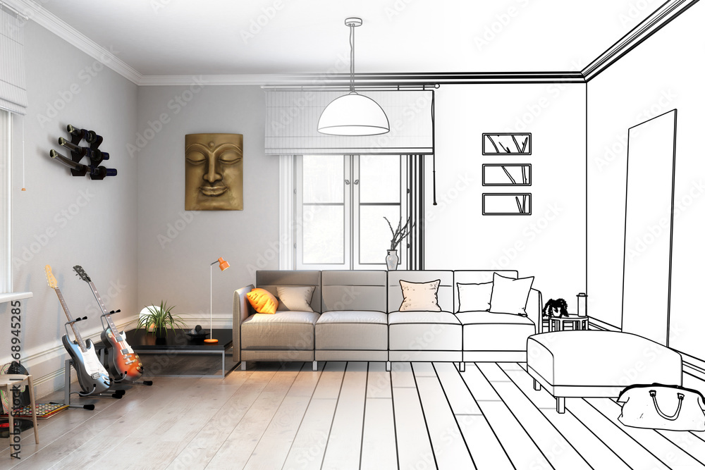 Plakat Sofa im Wohnzimmer (Entwurf)