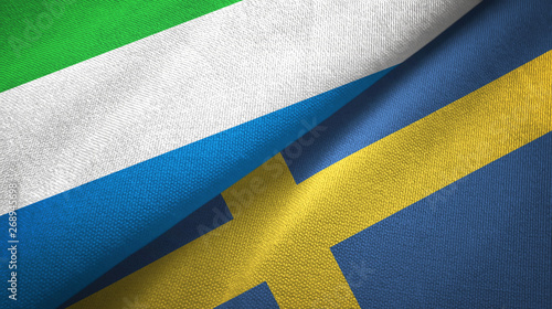 Sierra Leone and Sweden two flags textile cloth, fabric texture