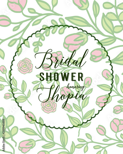 Vector illustration wedding invitation bridal shower with art of leaf flower frame