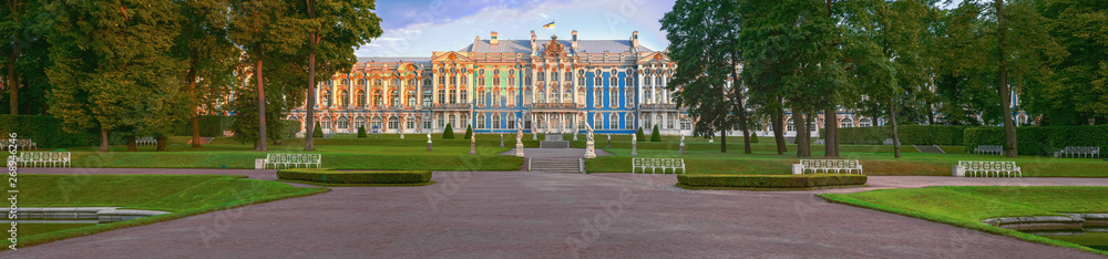 ST. PETERSBURG, RUSSIA - 16 August 2012: The Catherine Palace in Tsarskoye Selo it is one of the well-known historical sights of the city