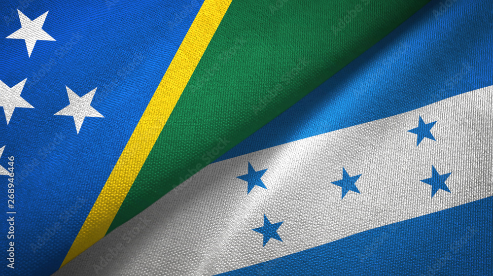 Solomon Island and Honduras two flags textile cloth, fabric texture Solomon Island and Honduras two flags textile cloth, fabric texture