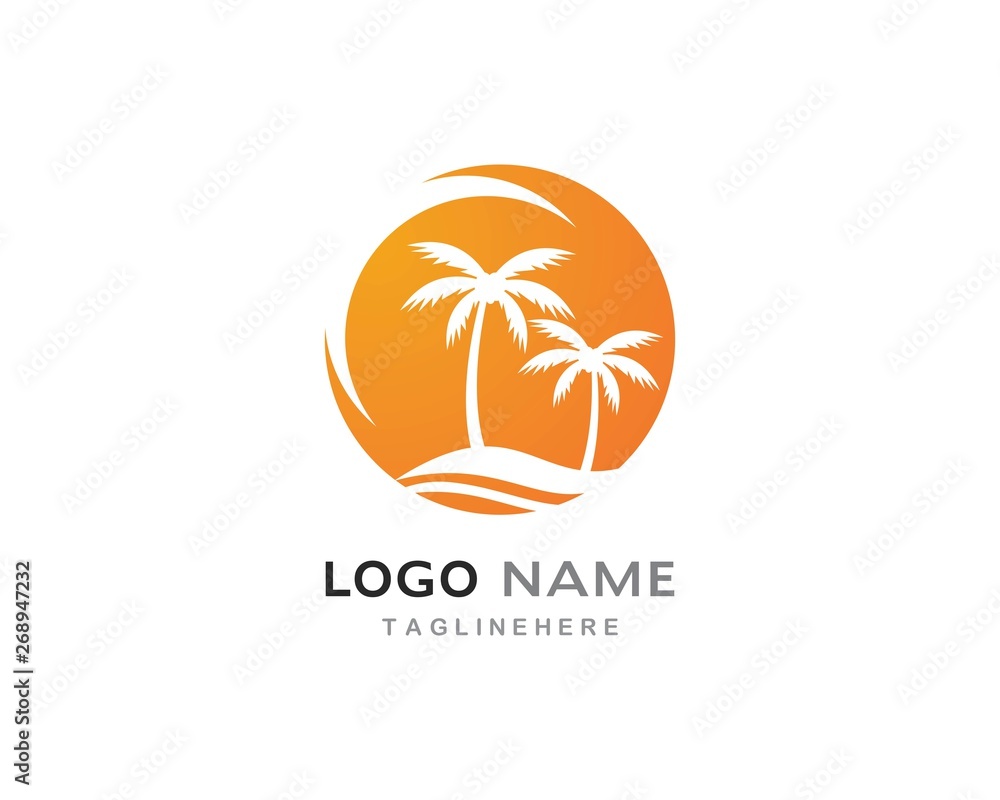 Palm tree summer logo template Palm tree summer logo template