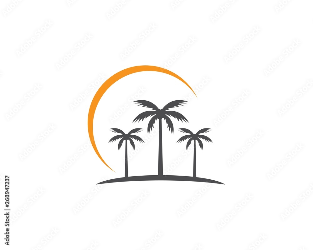 Palm tree summer logo template