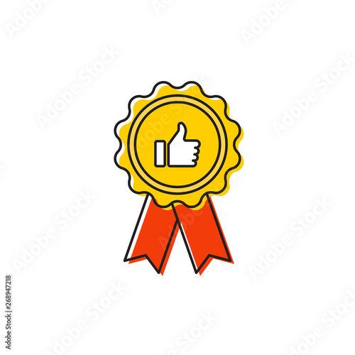 Quality certificate vector icon, isolated on white background