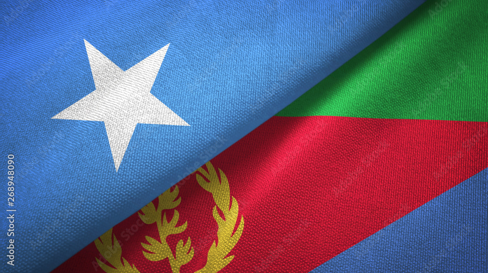 Somalia and Eritrea two flags textile cloth, fabric texture Somalia and Eritrea two flags textile cloth, fabric texture