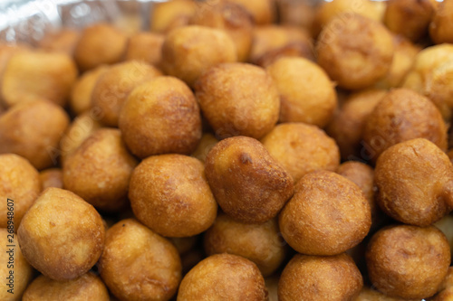 Pile of Nigerian Puff Puff served at party