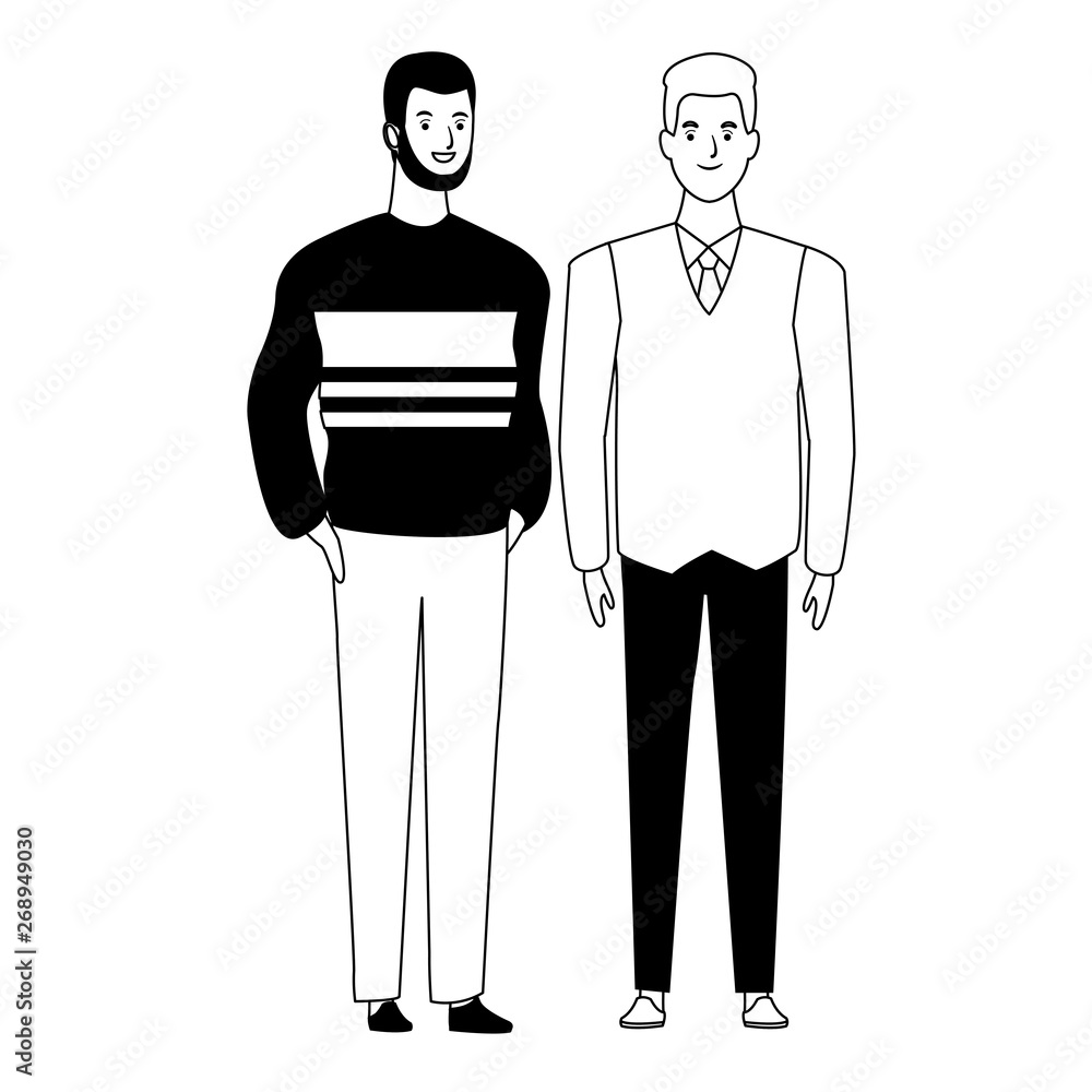 men avatar cartoon character in black and white men avatar cartoon character in black and white