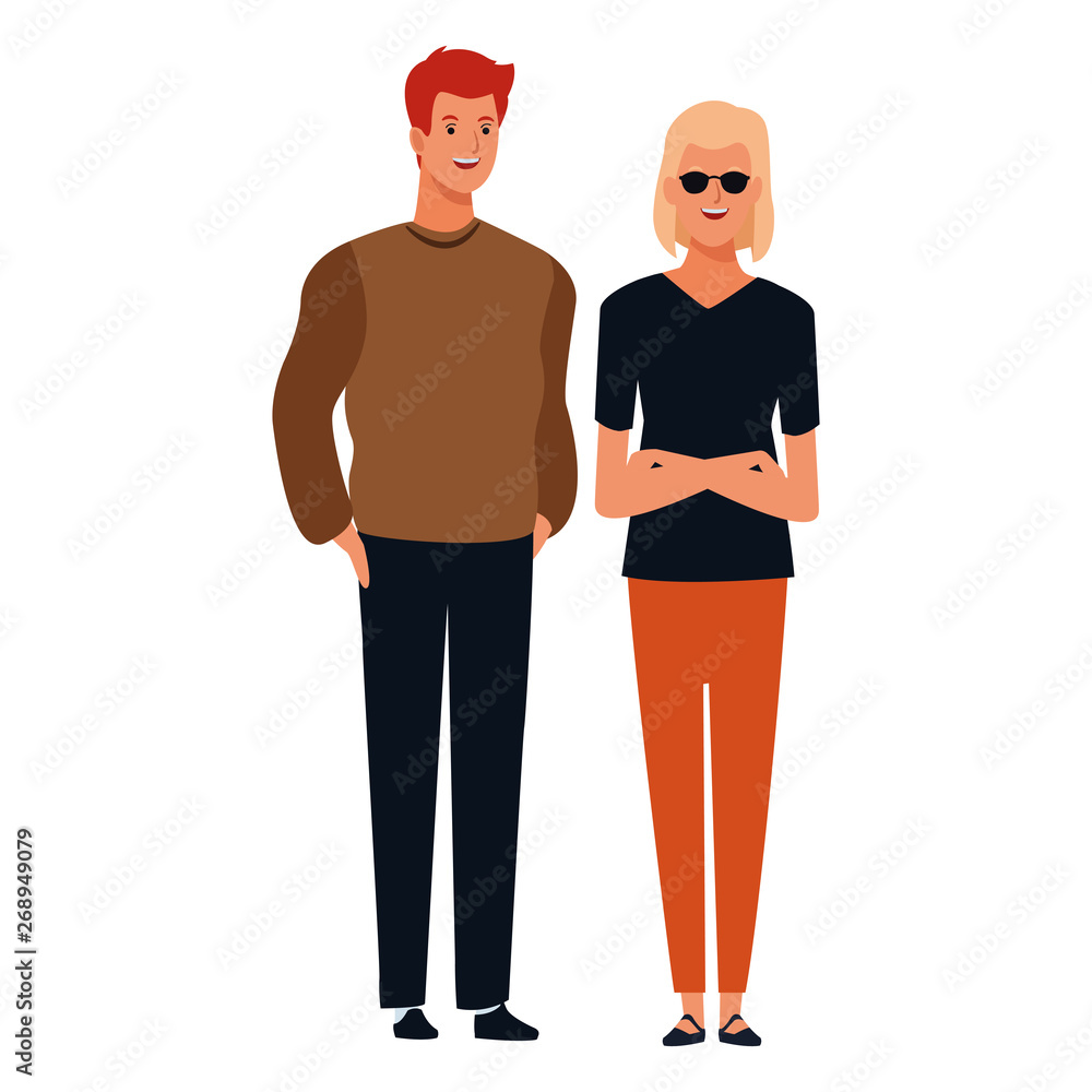 Fototapeta premium couple avatar cartoon character