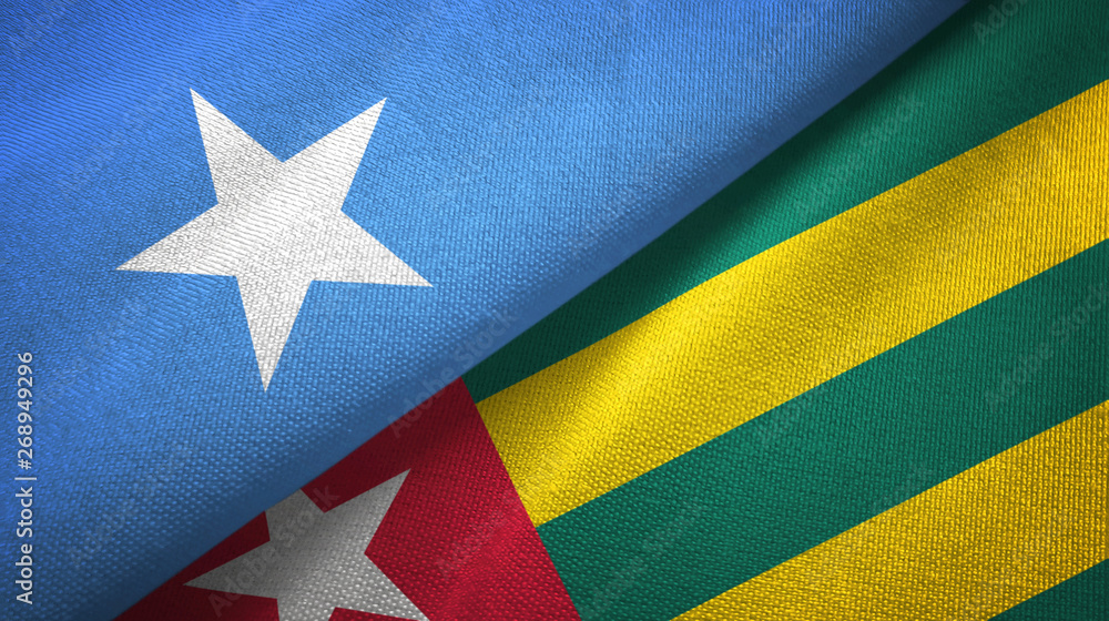 Somalia and Togo two flags textile cloth, fabric texture Somalia and Togo two flags textile cloth, fabric texture