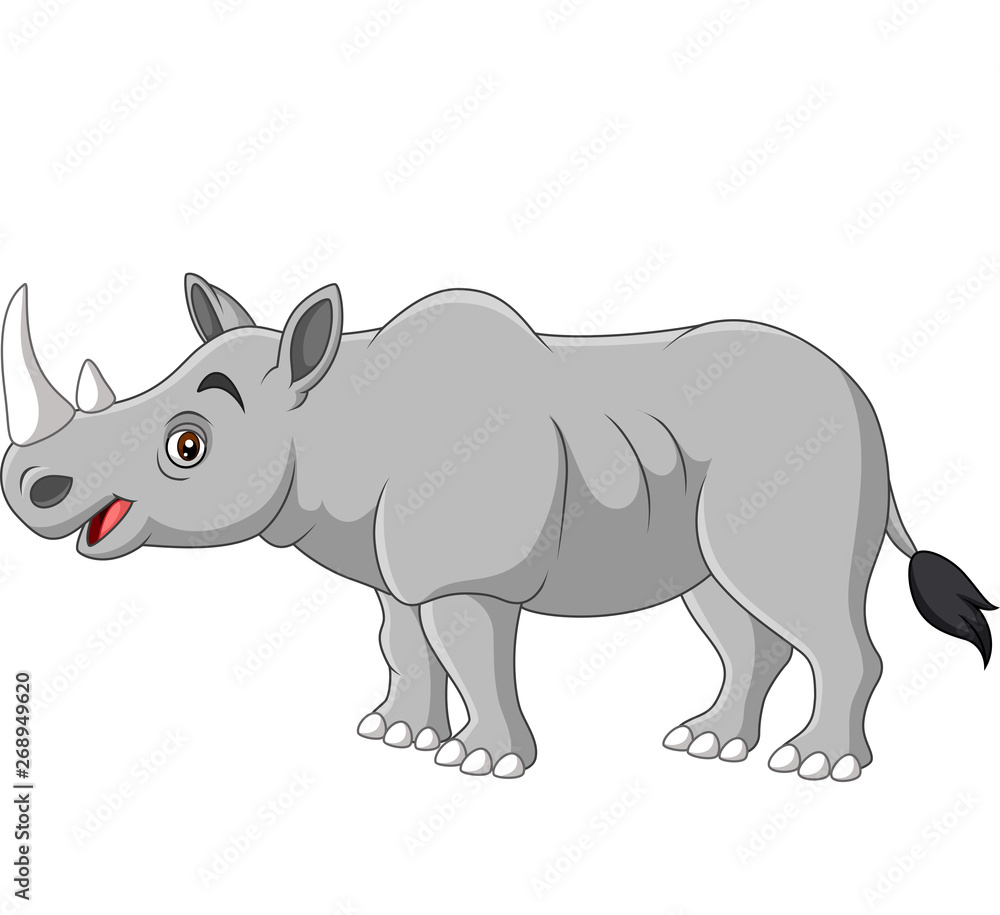 Fototapeta premium Cartoon rhino on white background