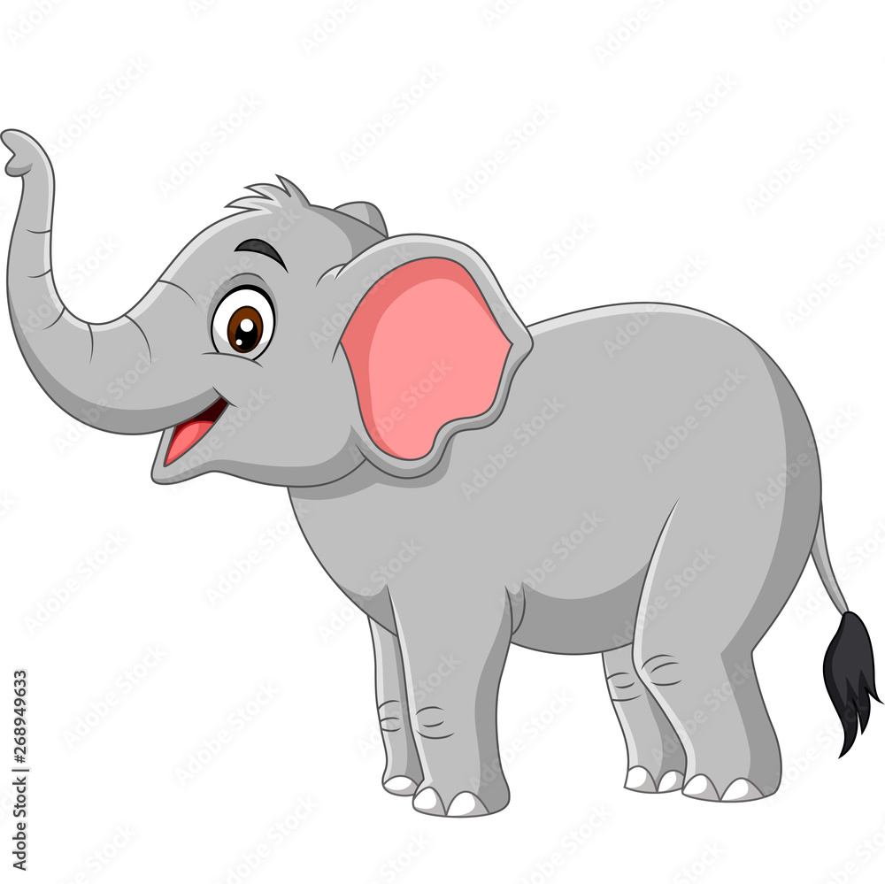 Fototapeta premium Cartoon elephant isolated on white background