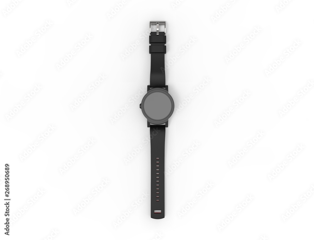 3D illustration of a smart watch in white studio background, 3D illustration of a smart watch in white studio background,