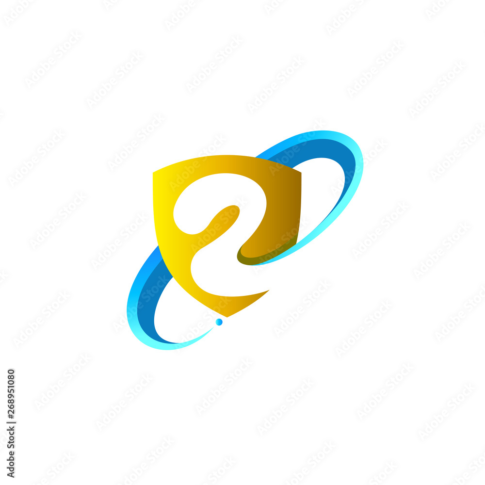 Fototapeta premium logo number 2, logo 2 and shield, security icon