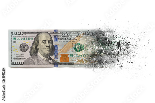 Konstfotografi The concept of a falling currency. Isolate on white background.