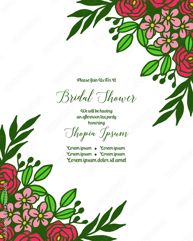 Vector illustration rose flower frames blooms for template bridal shower