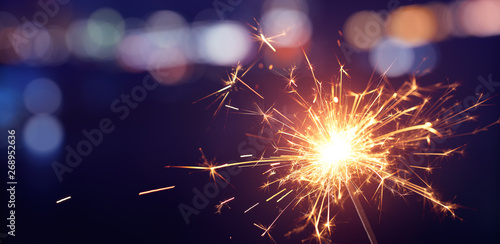 Sparkler with bokeh light background, Happy New Year