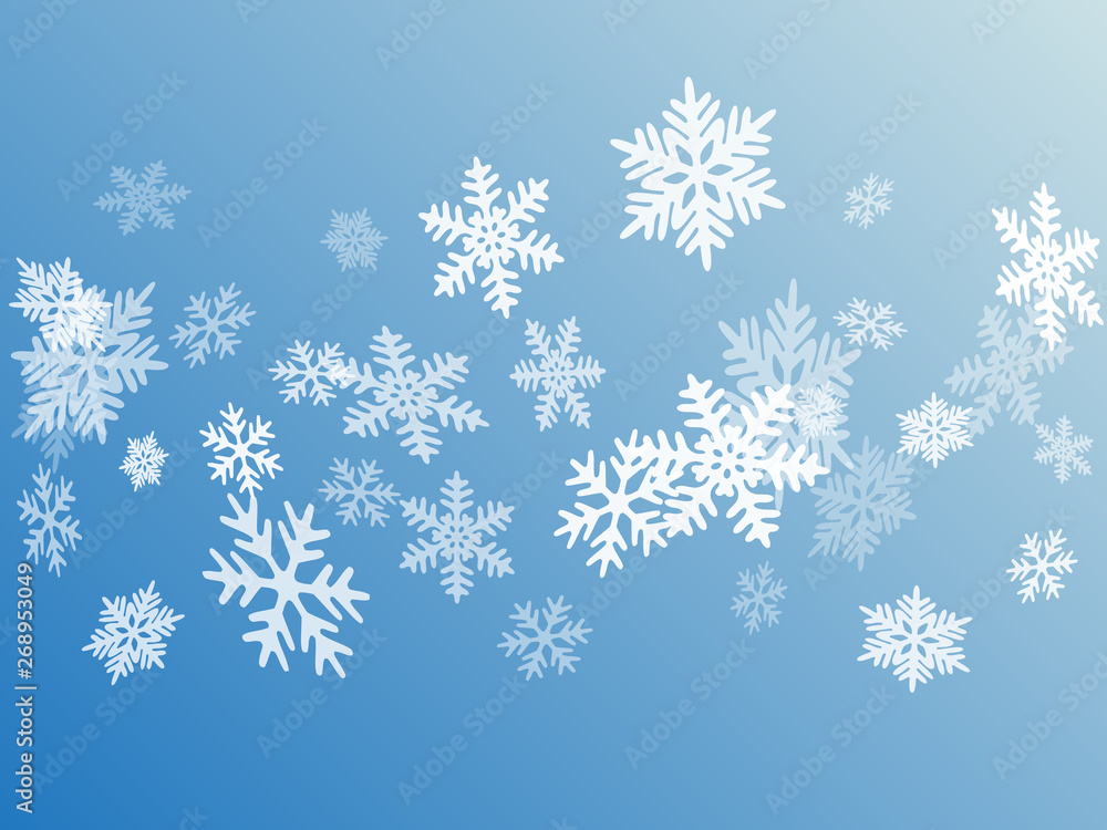 Snow flakes falling macro vector illustration