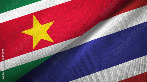 Suriname and Thailand two flags textile cloth, fabric texture