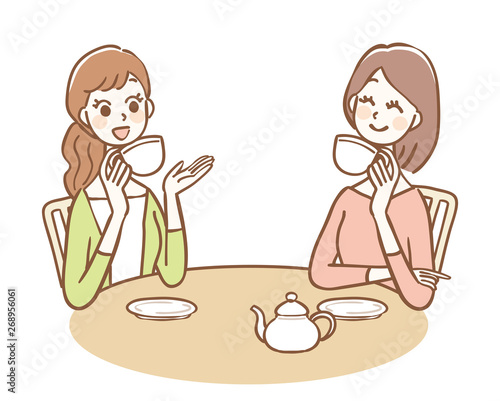女性　ティータイム　2人