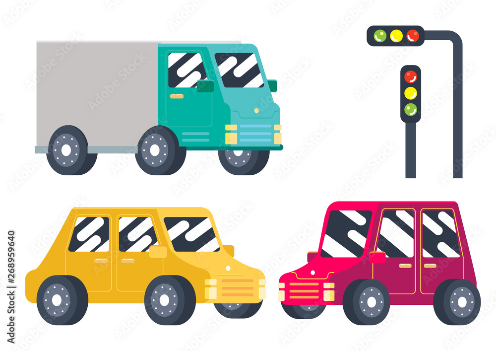 Fototapeta premium cute colorful car transportation vector