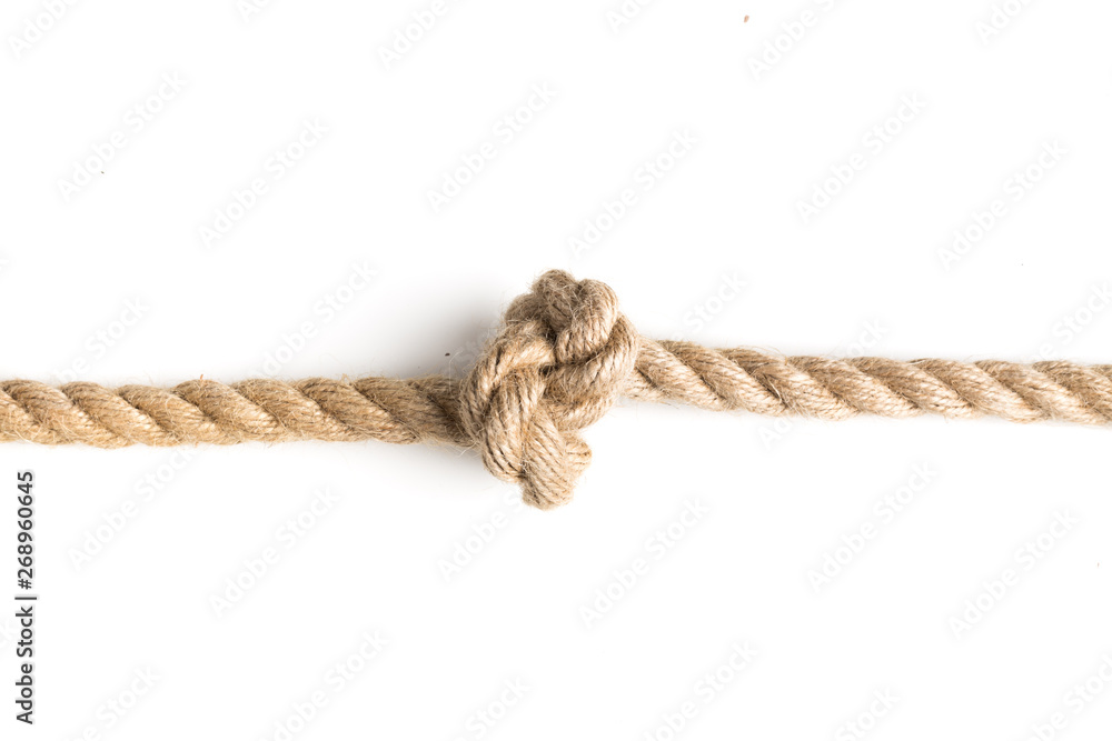 nautical rope knot isolated on white background. - obrazy, fototapety, plakaty 