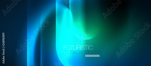 Blue neon round shapes techno background