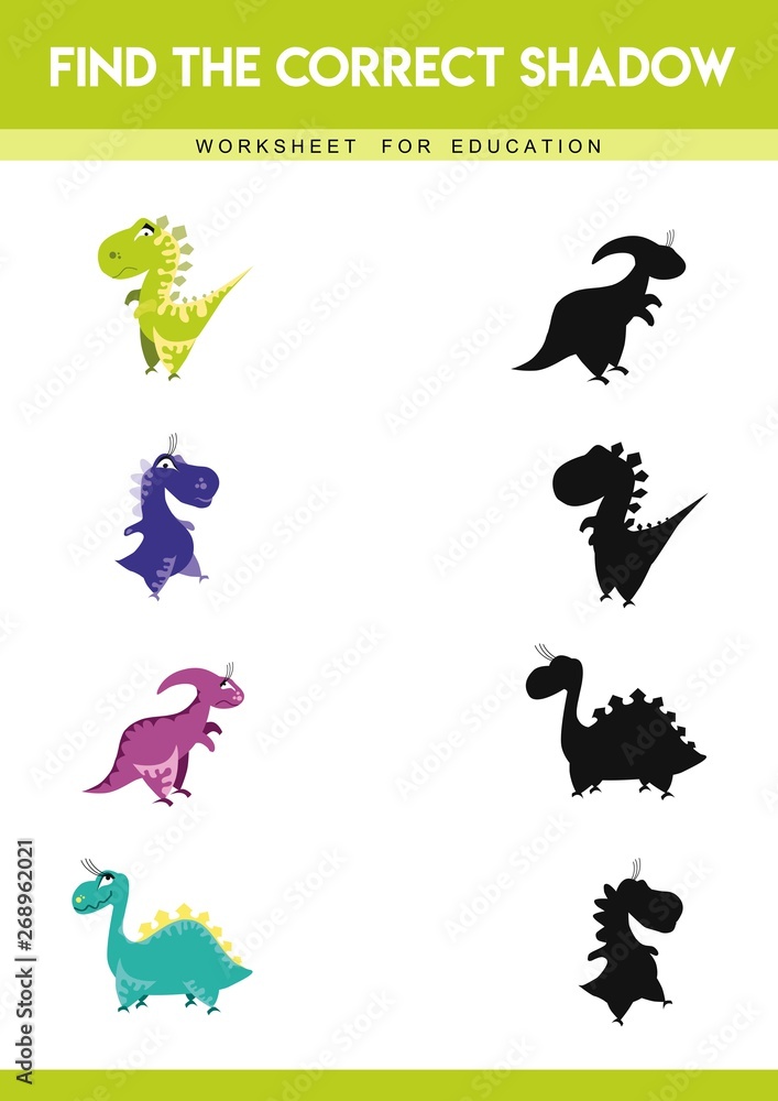 Obraz premium Find the correct shadow. Educational game for children. Cartoon vector illustration