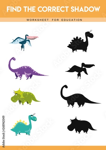 Find the correct shadow. Educational game for children. Cartoon vector illustration